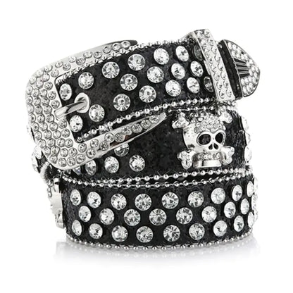 Skull Buckle Belts Women Pu-leather Gothic Y2k Girls Belt for Jeans Men