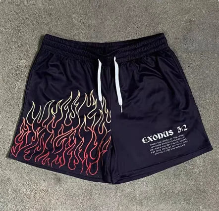 Chic Stylish Y2K Graphic Letter Print Gym Shorts for Men Quick Dry Breathable Shorts with Pockets Casual Workout Fitness Running