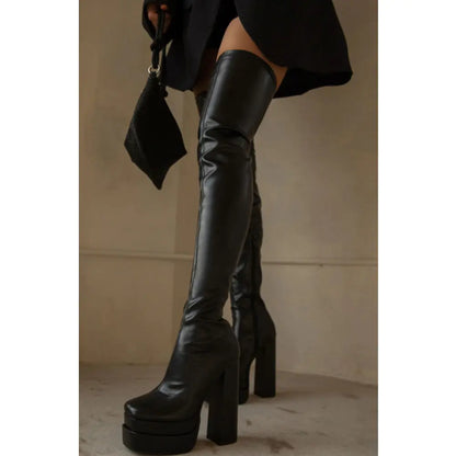 Platform High Heeled Women Over The Knee High Boots