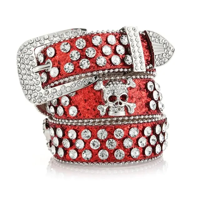 Skull Buckle Belts Women Pu-leather Gothic Y2k Girls Belt for Jeans Men